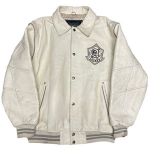 Avirex Spellout Leather Jacket In White ( XL )
