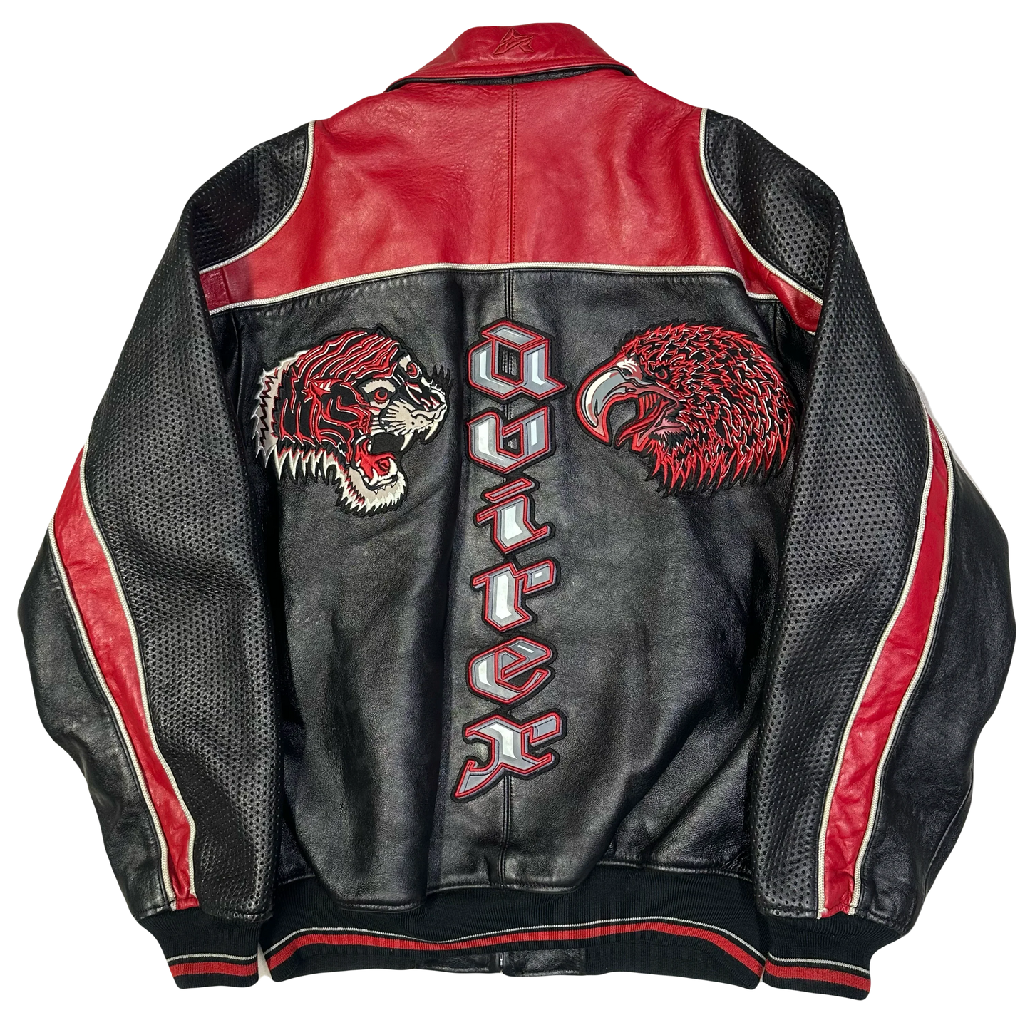 Avirex Leather Jacket In Black & Red (M)