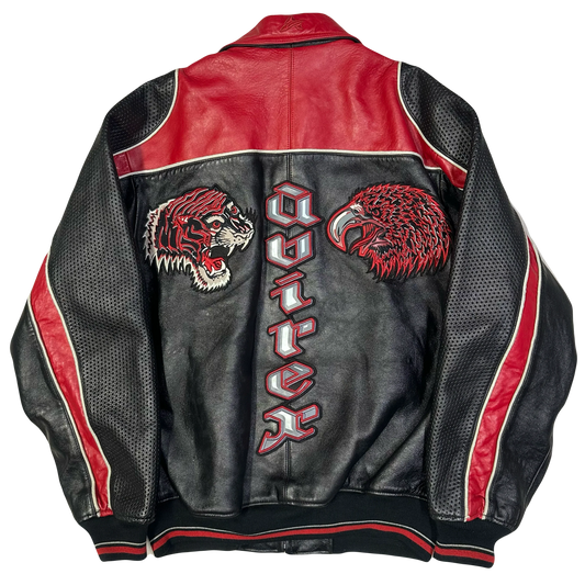 Avirex Leather Jacket In Black & Red (M)