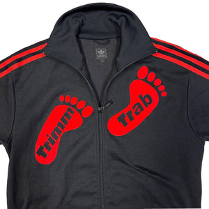 Adidas Trimm Trab Track Jacket In Black & Red ( L )