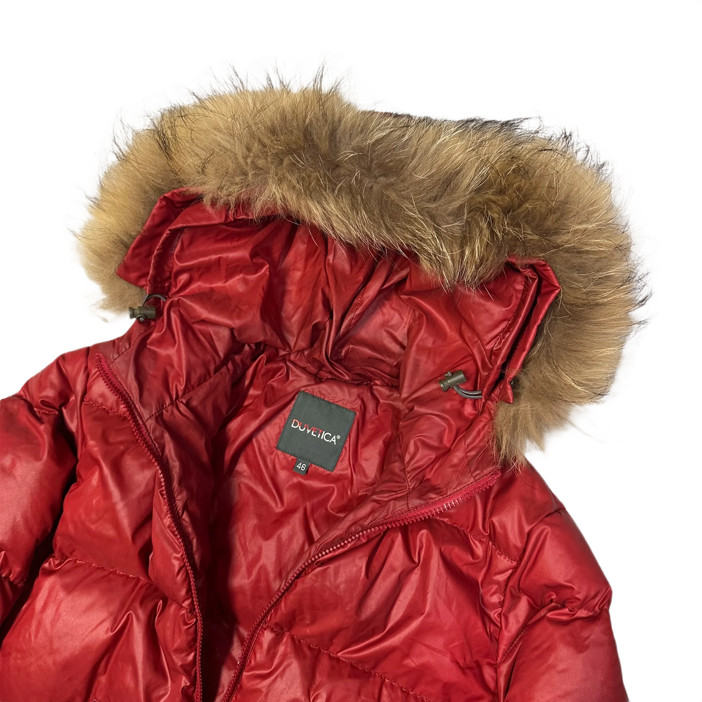 Duvetica Fur Hood Puffer Jacket In Red ( M )