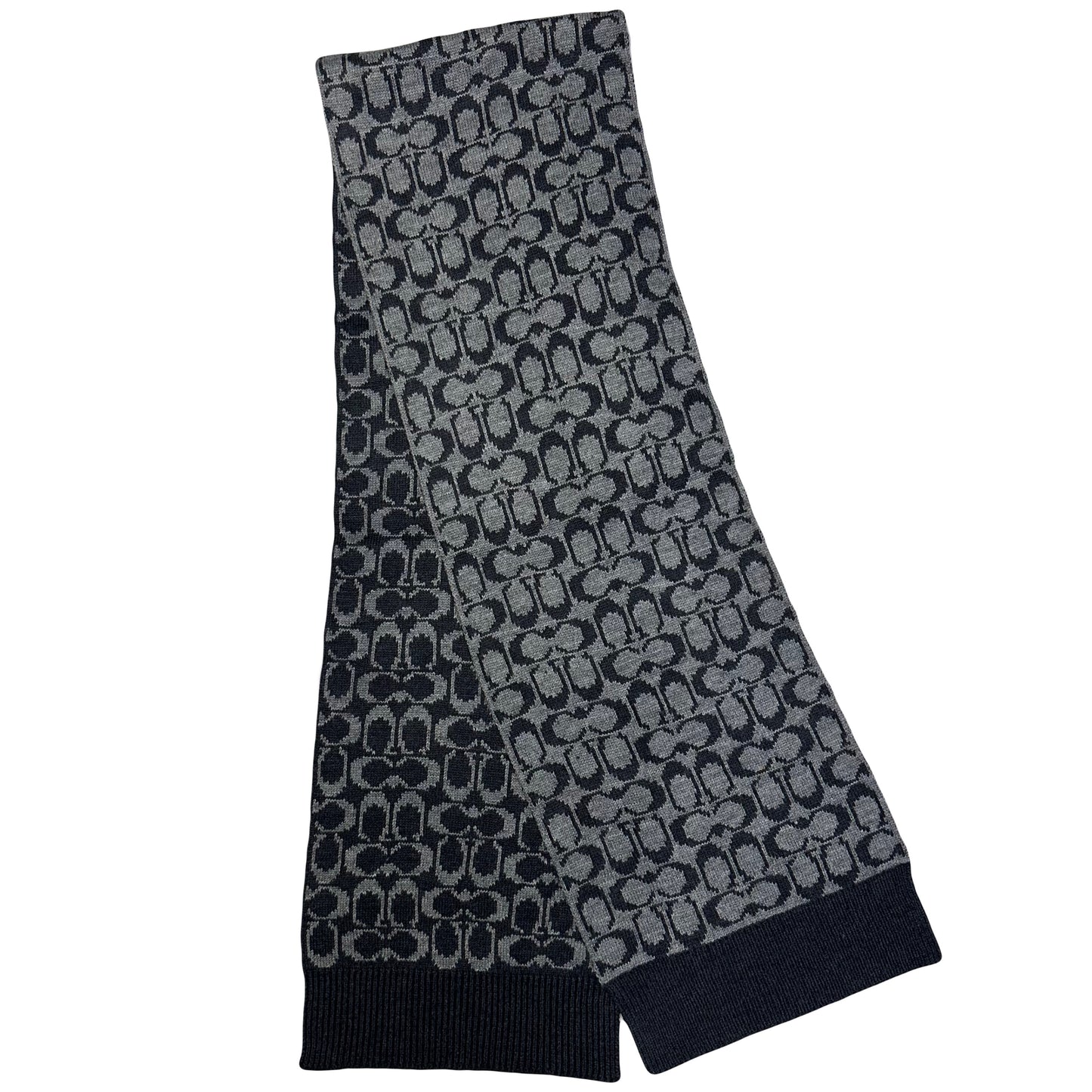 Coach Monogram Scarf In Grey & Black