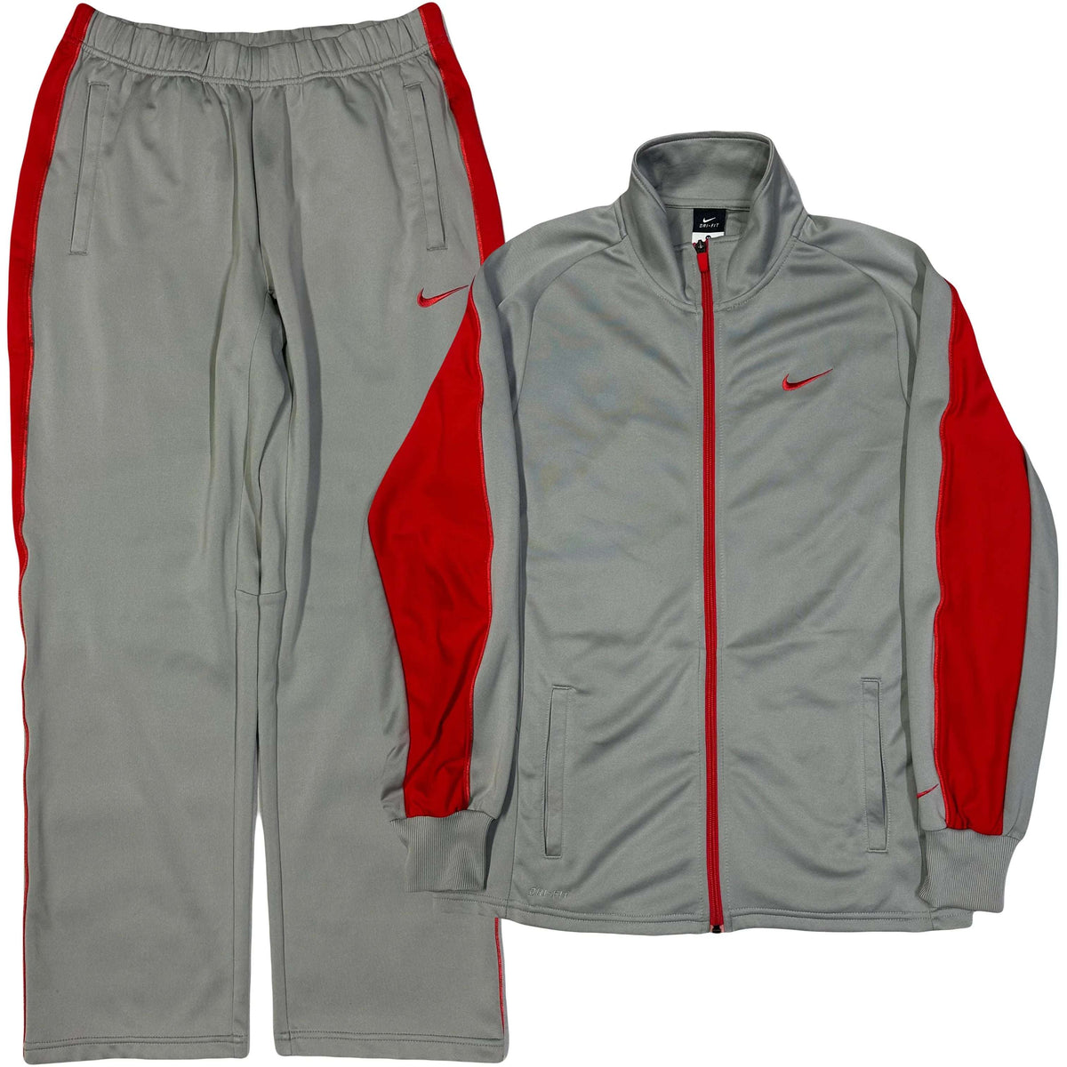 Nike 2000s Nylon Tracksuit In Grey & Red ( M / L ) - 1036 Emporium