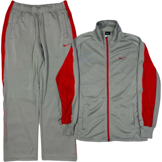 Nike 2000s Nylon Tracksuit In Grey & Red ( M / L ) - 1036 Emporium