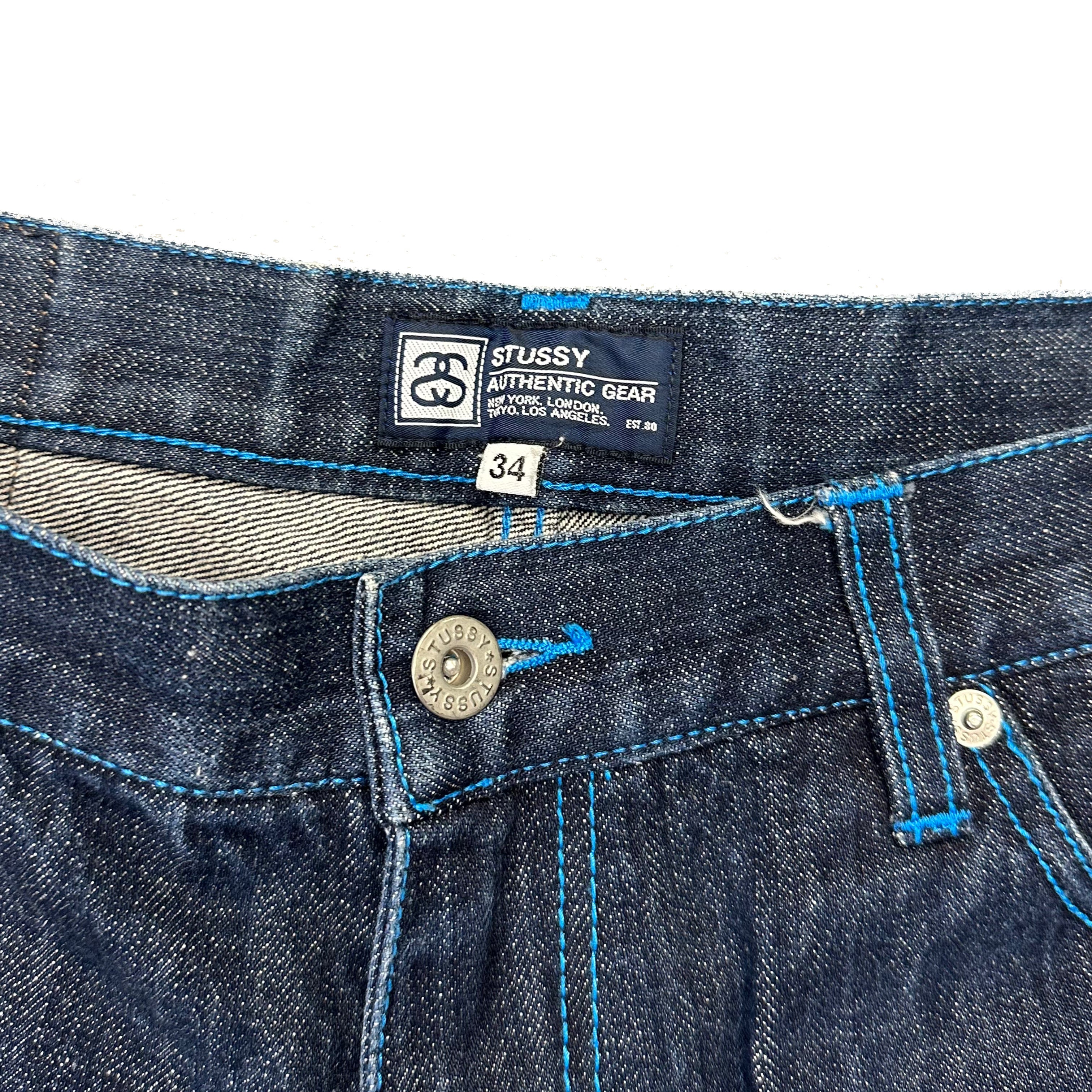 Stüssy Spellout Jorts With Blue Print ( W34 )