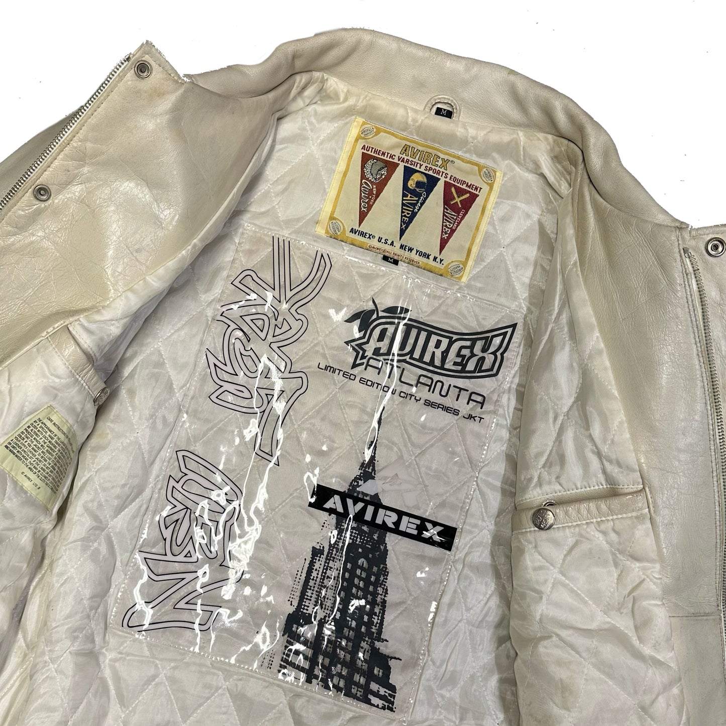 Avirex Icon Leather Jacket In Beige ( M )