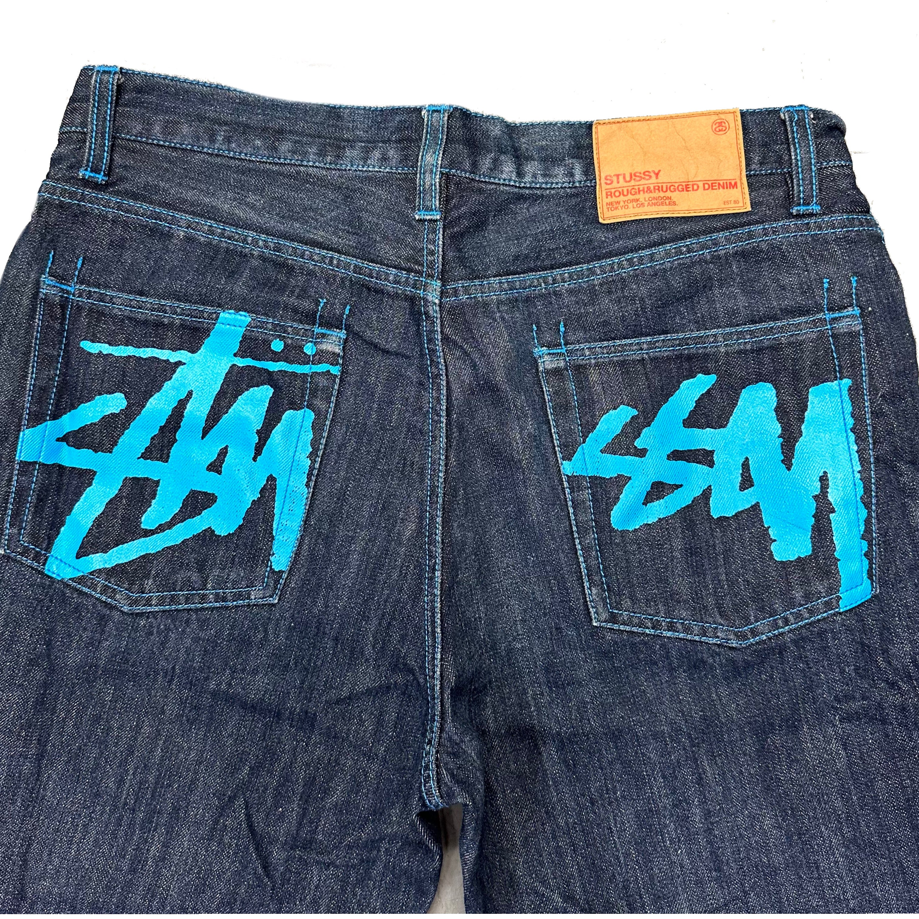 Stüssy Spellout Jorts With Blue Print ( W34 )