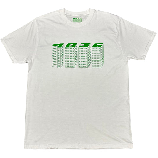 1036 High Rise Tee In White & Green ( L )