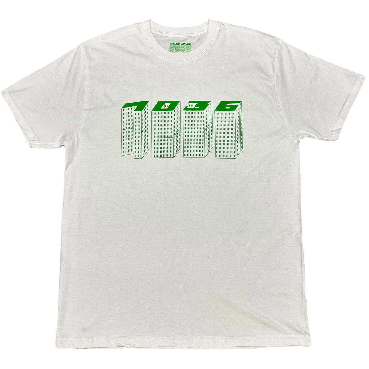 1036 High Rise Tee In White & Green ( L ) - 1036 Emporium