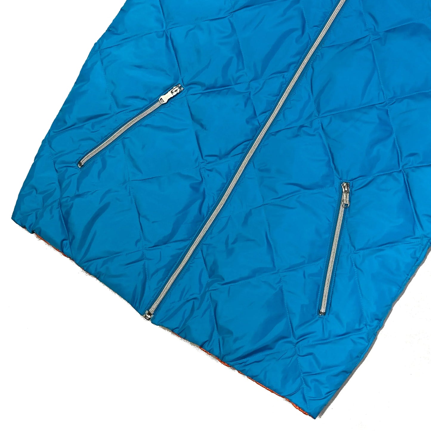 Takeo Kikuchi Diamond Stitch Reversible Puffer Jacket In Blue & Orange (M)