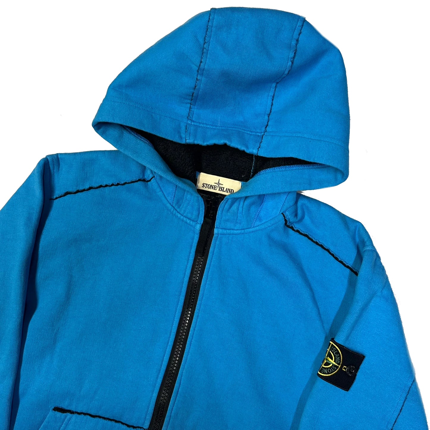 Stone Island Contrast Stitch Hoodie In Blue ( M )