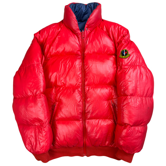Moncler Reversible Puffer Jacket In Red & Navy (M)