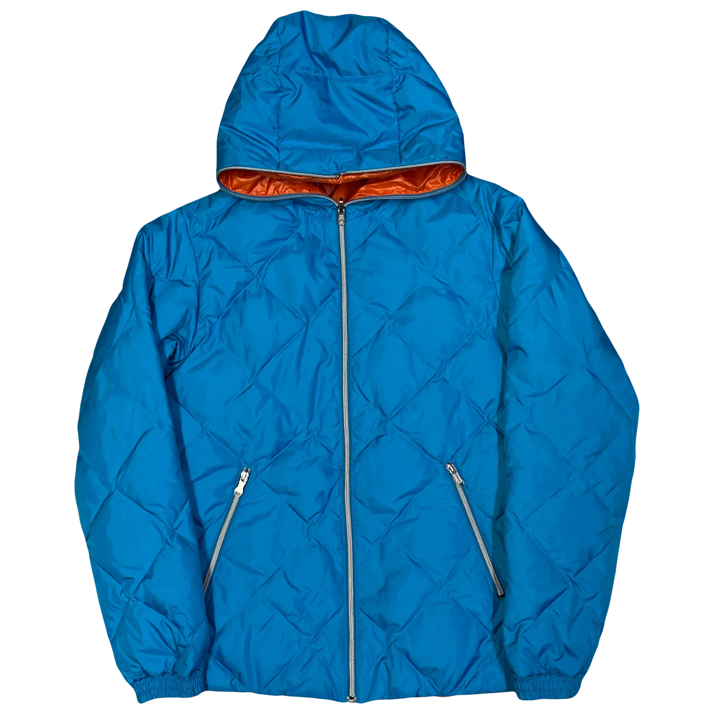 Takeo Kikuchi Diamond Stitch Reversible Puffer Jacket In Blue & Orange (M)