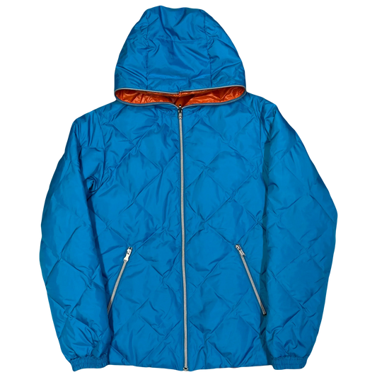 Takeo Kikuchi Diamond Stitch Reversible Puffer Jacket In Blue & Orange (M)