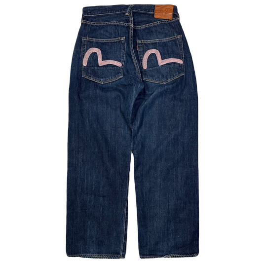 Evisu Selvedge Jeans With Double Pink Daicocks ( W32 )