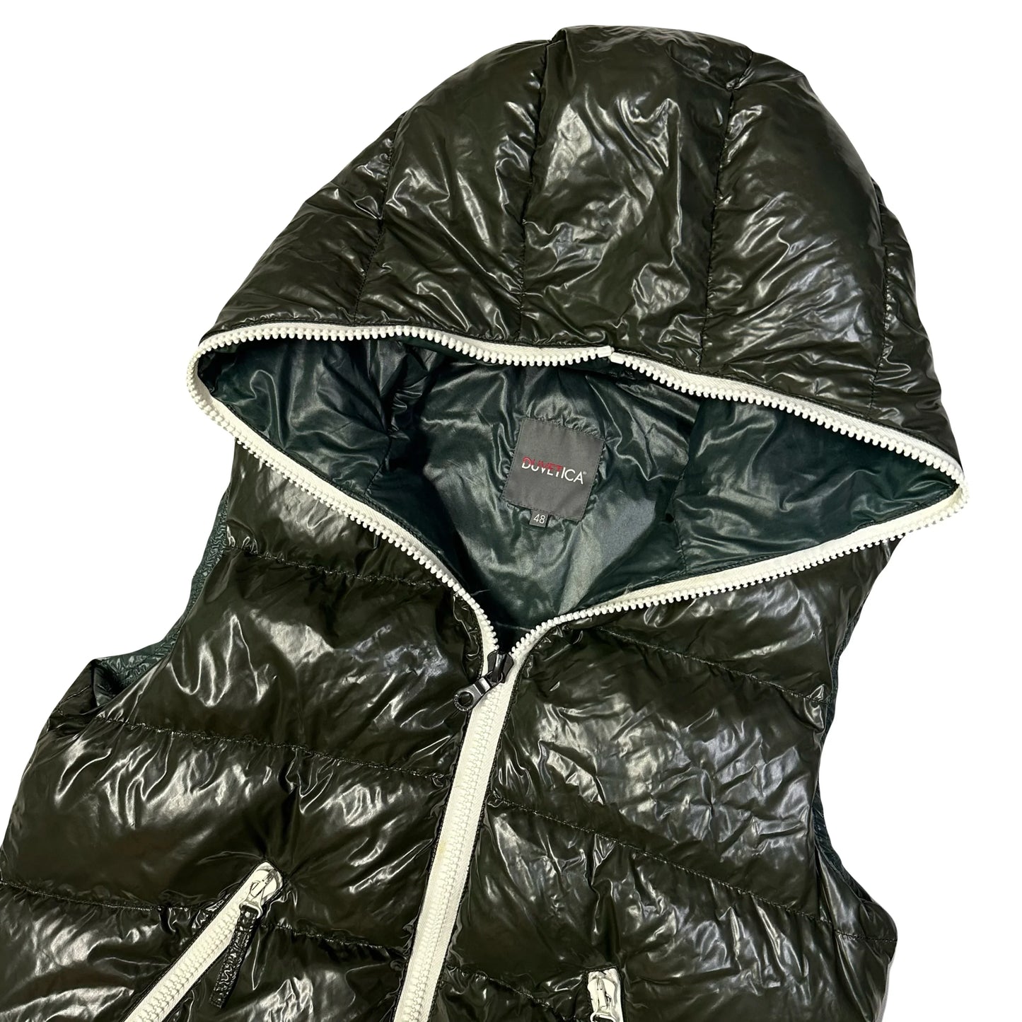 Duvetica Hooded Puffer Gilet In Dark Green (M)