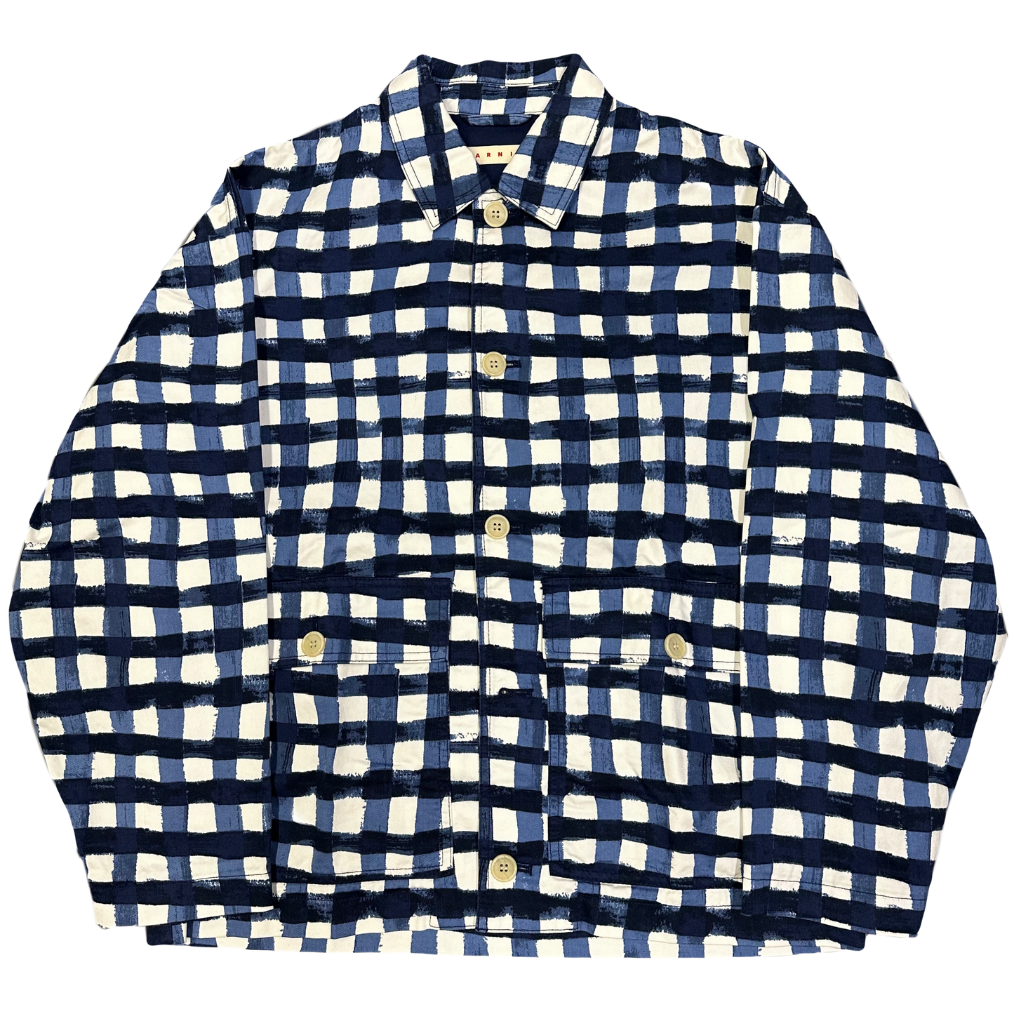 Uniqlo X Marni Collared Check Jacket In Blue & White ( L )