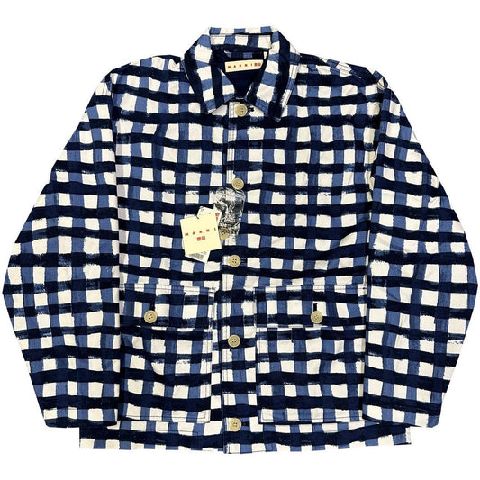 Uniqlo X Marni Collared Check Jacket In Blue & White ( S )