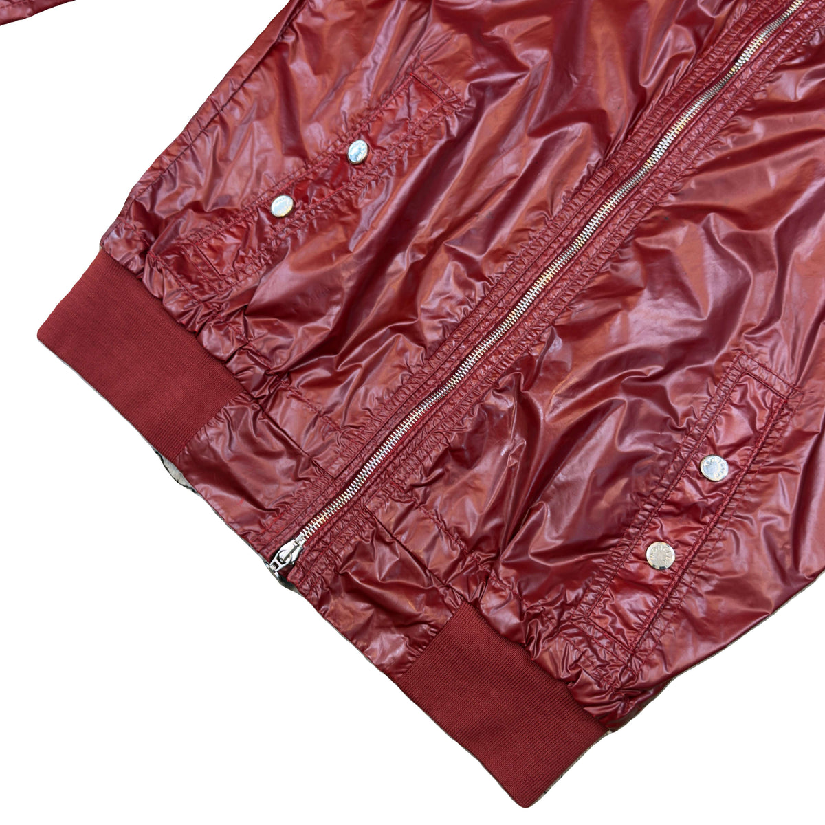 Moncler Nylon Zipped Jacket In Burgundy (S)