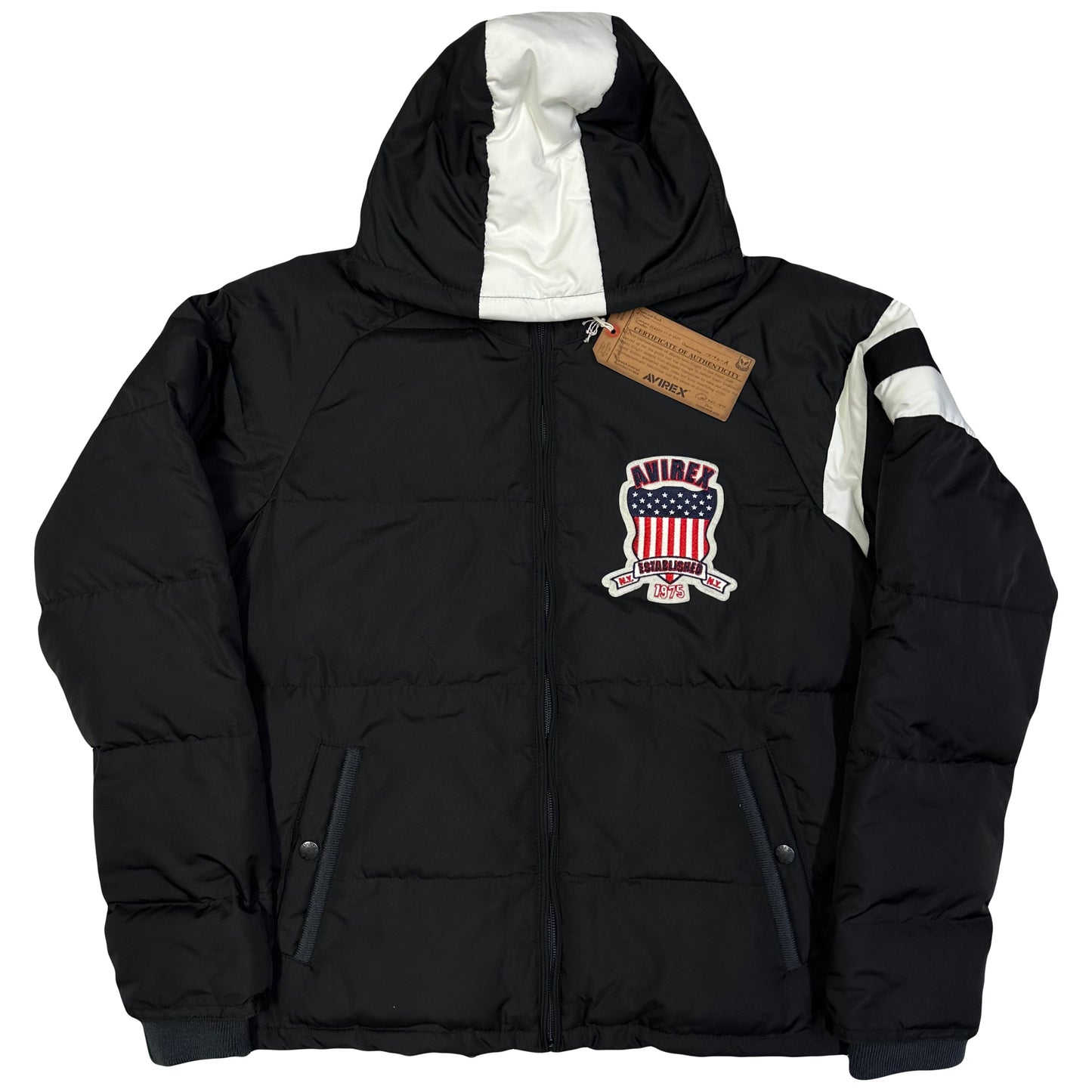 Avirex Spell Out Puffer Jacket In Black ( M )
