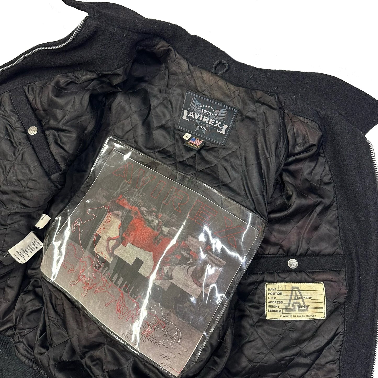 ARCHIVE Avirex Stallions Wool & Leather Jacket In Black & Red ( L )