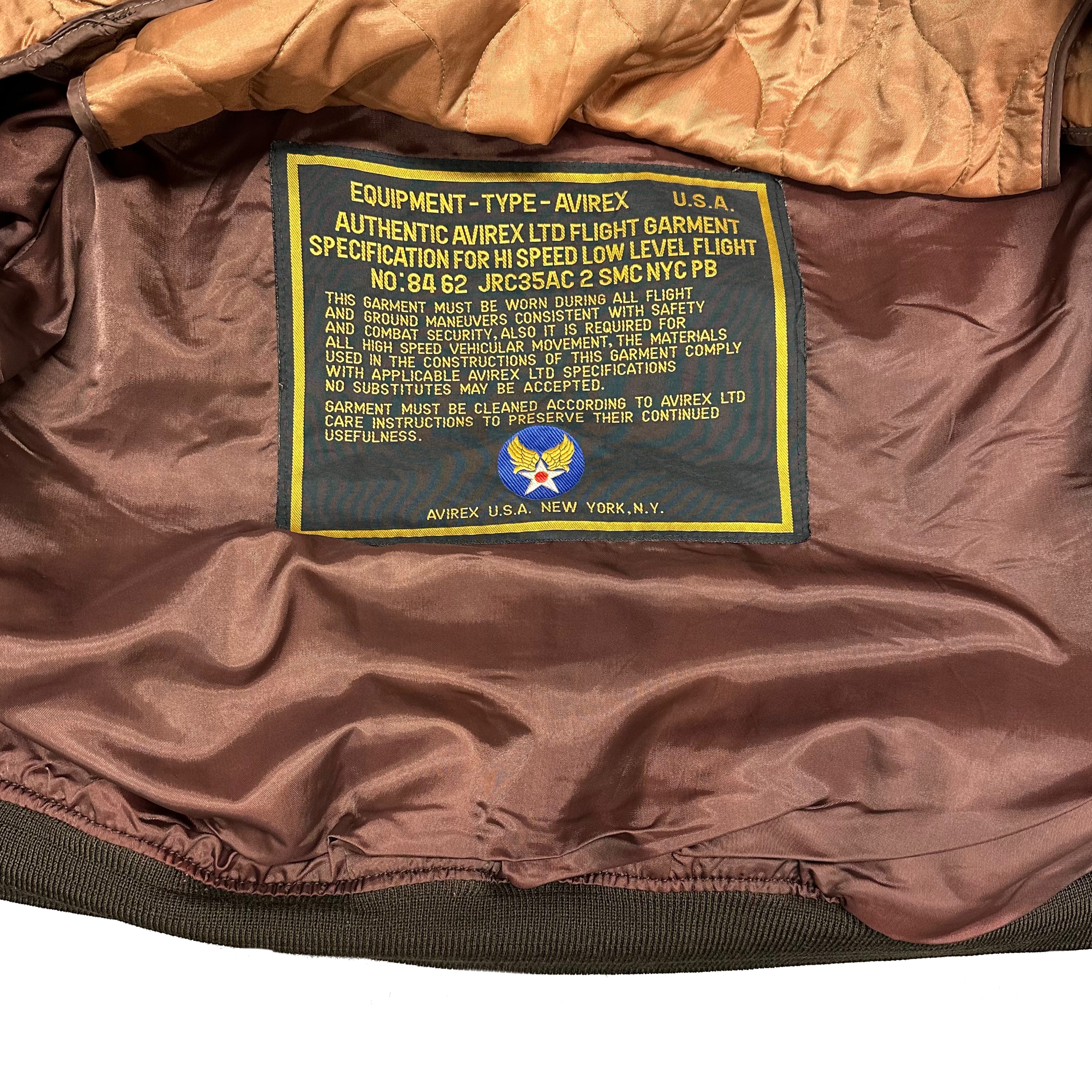 Avirex B-15 Leather Jacket In Brown With Removable Sherpa Collar ( M )