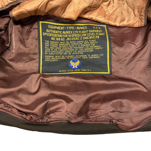 Avirex B-15 Leather Jacket In Brown With Removable Sherpa Collar ( M )