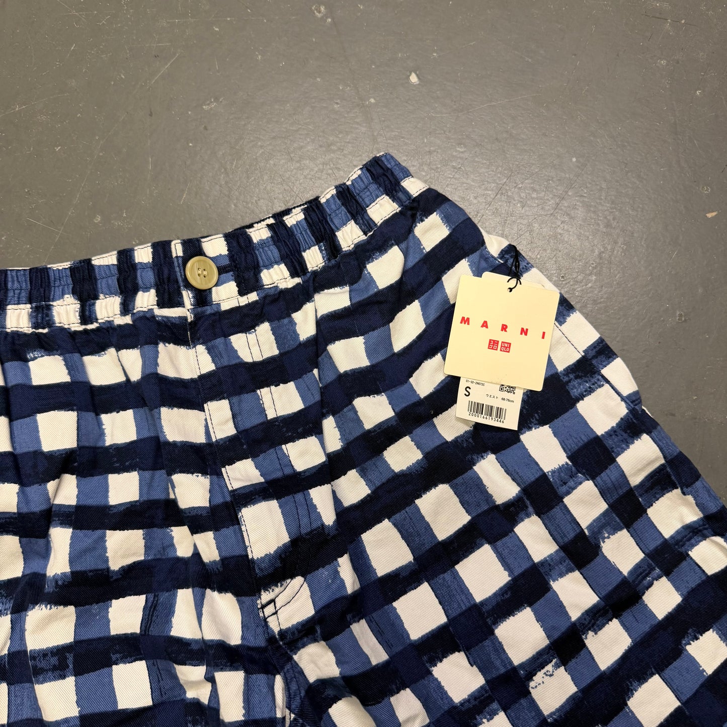 Uniqlo X Marni Wide Fit Check Shorts In Blue (S)