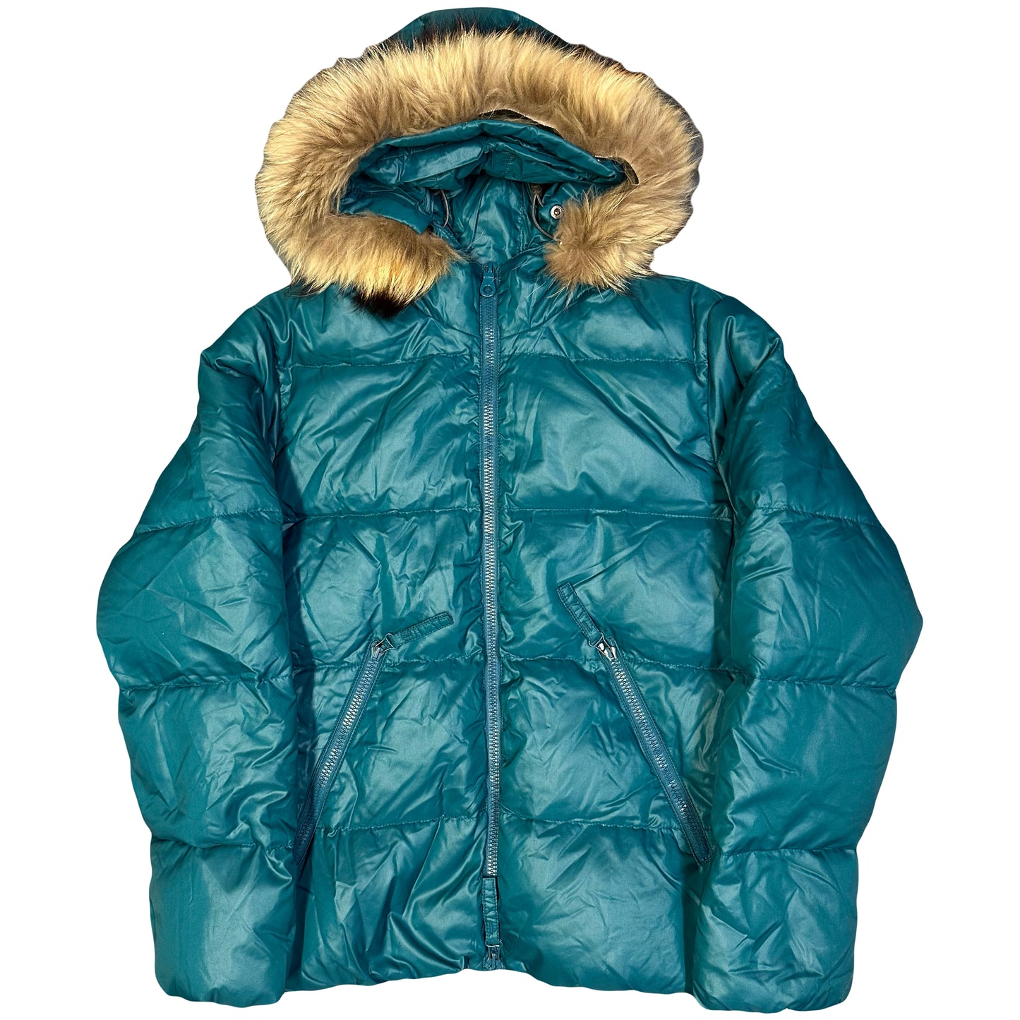 Duvetica Fur Hood Puffer Jacket In Blue (S)