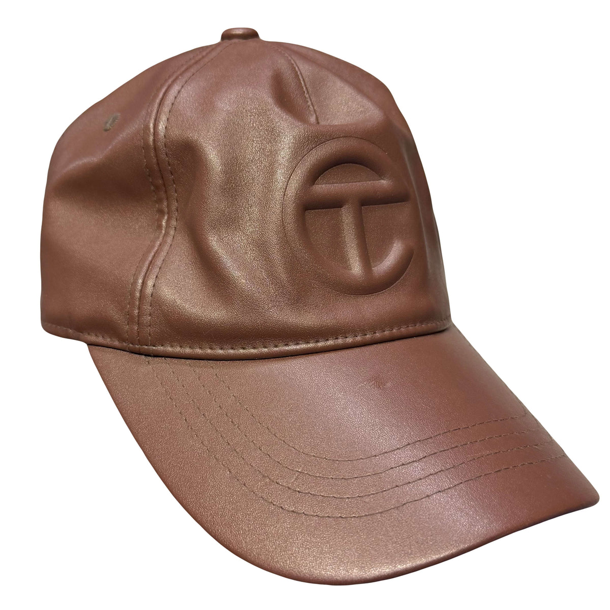 Telfar Embossed Leather Cap In Brown (OS)