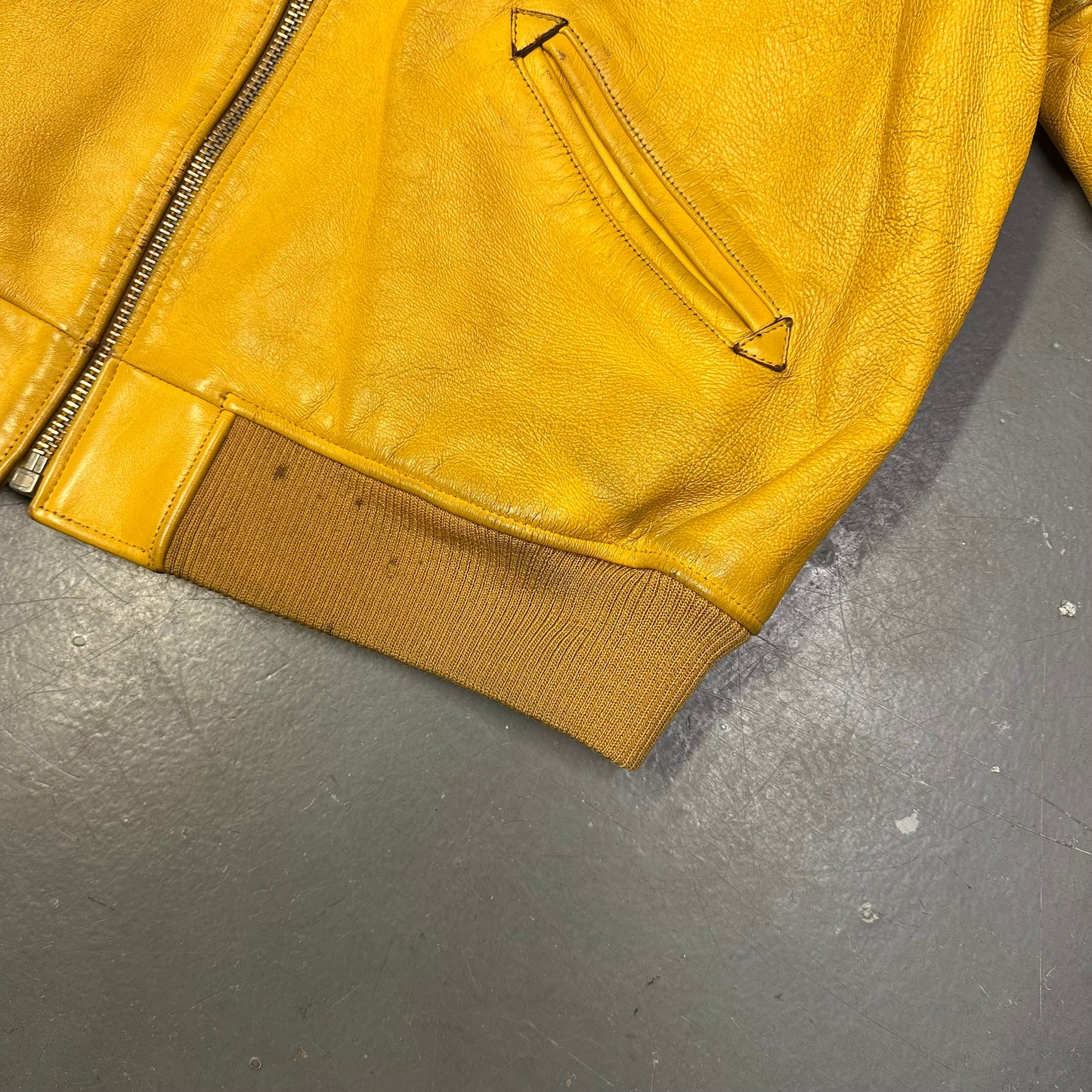 Avirex Leather Jacket In Yellow (XXL)