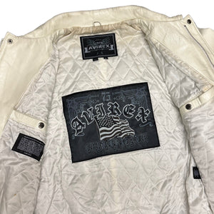 Avirex Spellout Leather Jacket In White ( XL )