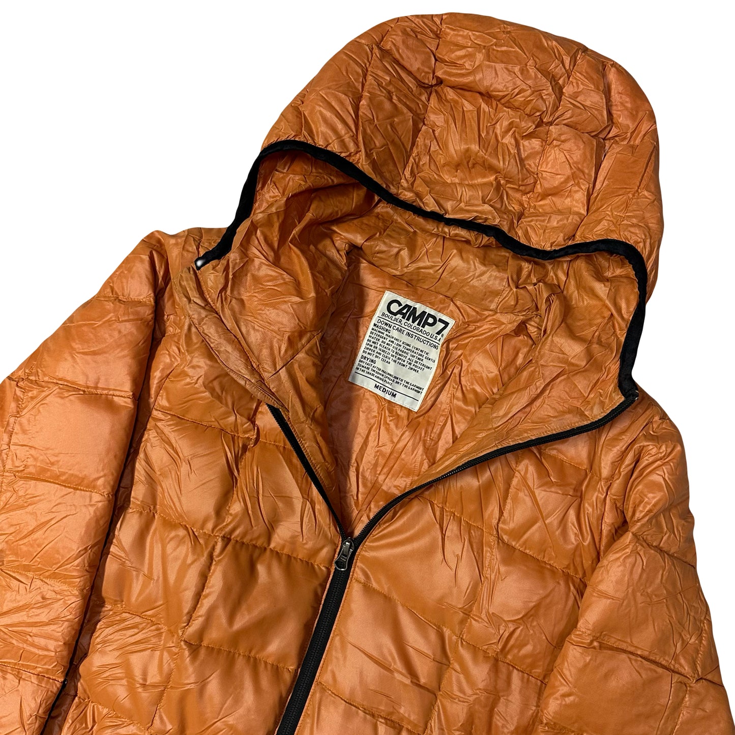 Camp 7 Square Stitch Puffer Jacket In Orange (M)