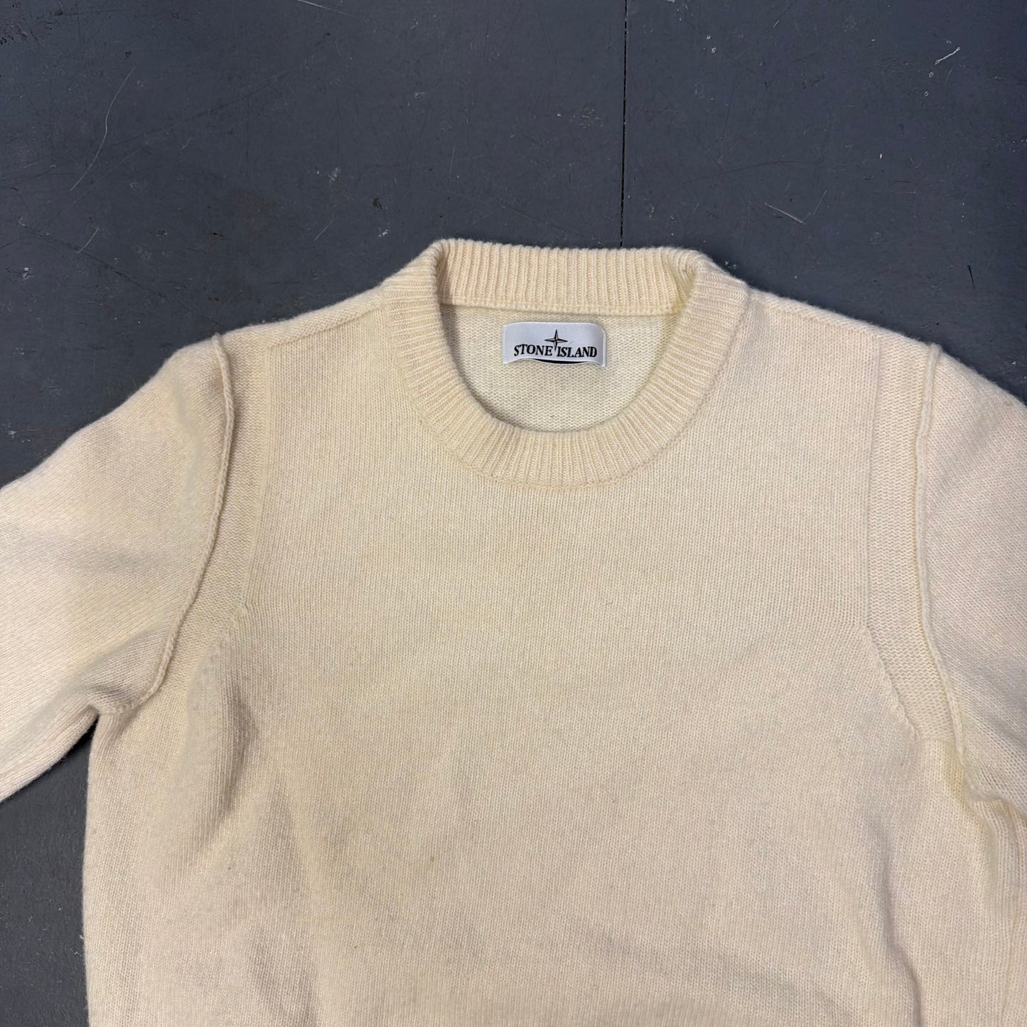 Stone Island Lambswool Knitted Sweatshirt In Cream (M)