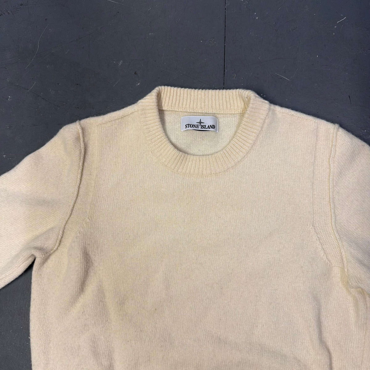 Stone Island Lambswool Knitted Sweatshirt In Cream (M)