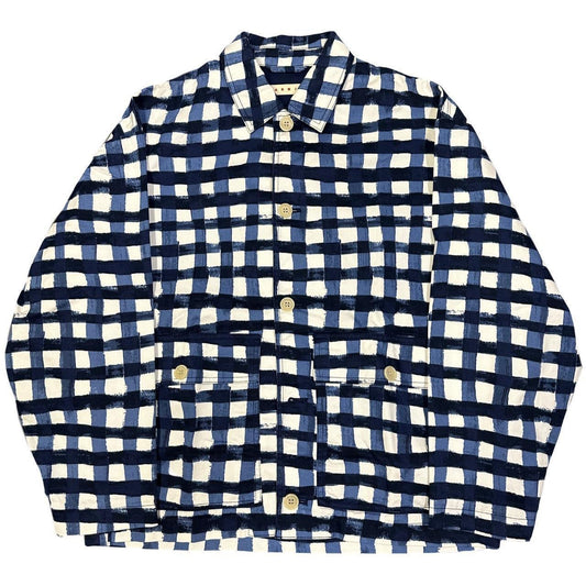 Uniqlo X Marni Collared Check Jacket In Blue & White ( S )