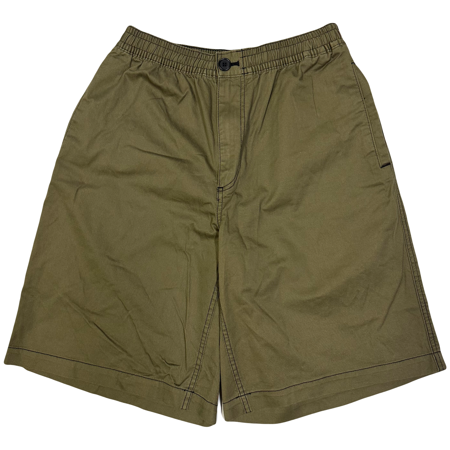 Uniqlo X Marni Wide Fit Shorts In Olive Green ( S )