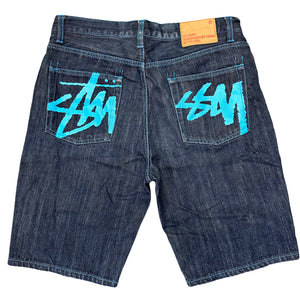 Stüssy Spellout Jorts With Blue Print ( W34 )