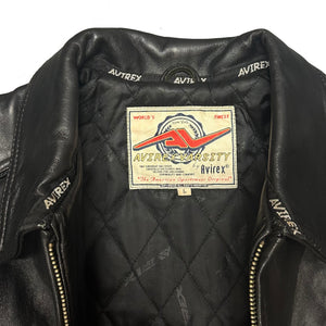Avirex Spellout Leather Jacket In Black ( L )
