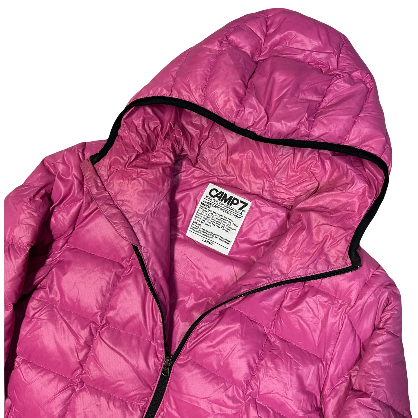 Camp 7 Square Stitch Puffer Jacket In Pink (L)
