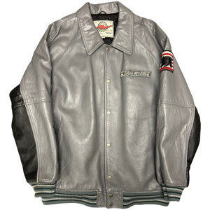 Avirex Spellout Leather Jacket In Grey ( XXXL )