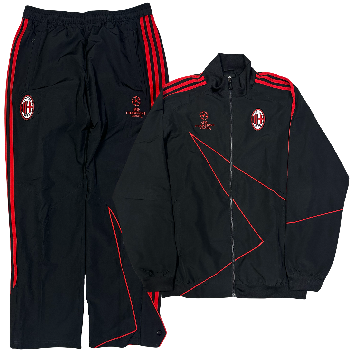 Adidas AC Milan 2009/10 Tracksuit In Black & Red ( M ) - 1036 Emporium