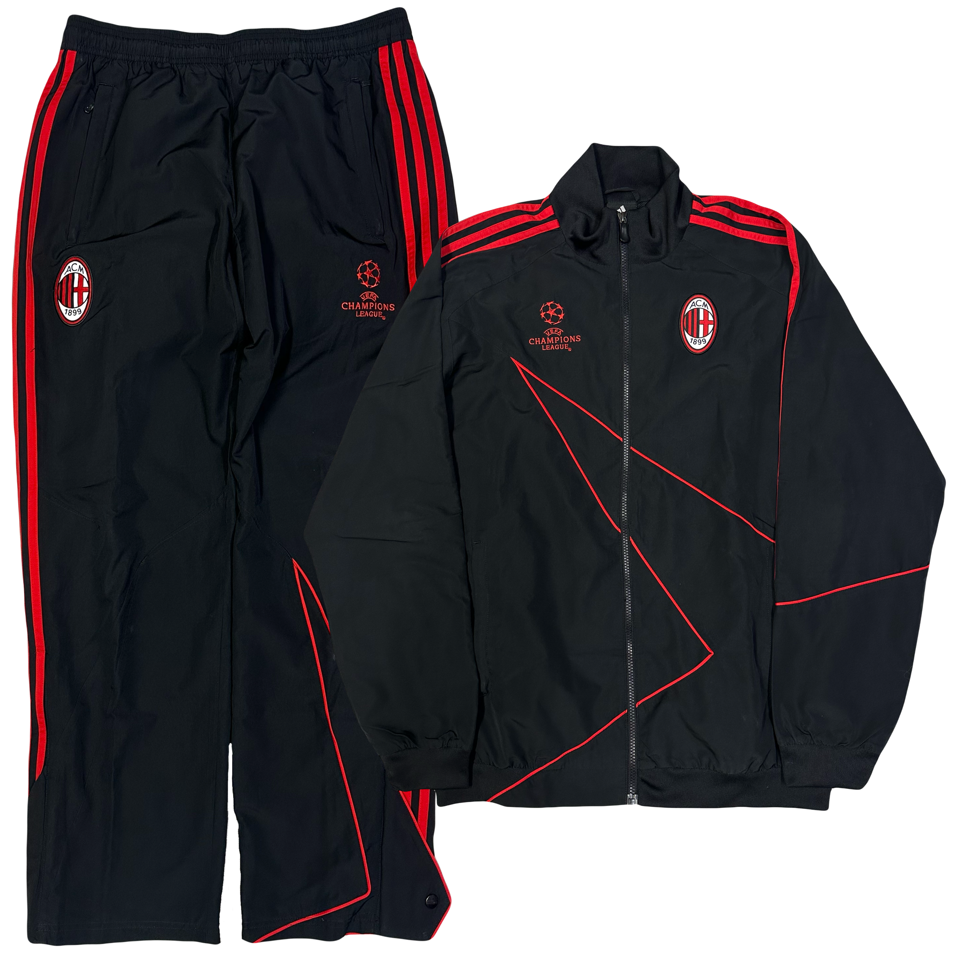 Adidas AC Milan 2009/10 Tracksuit In Black & Red ( M ) - 1036 Emporium