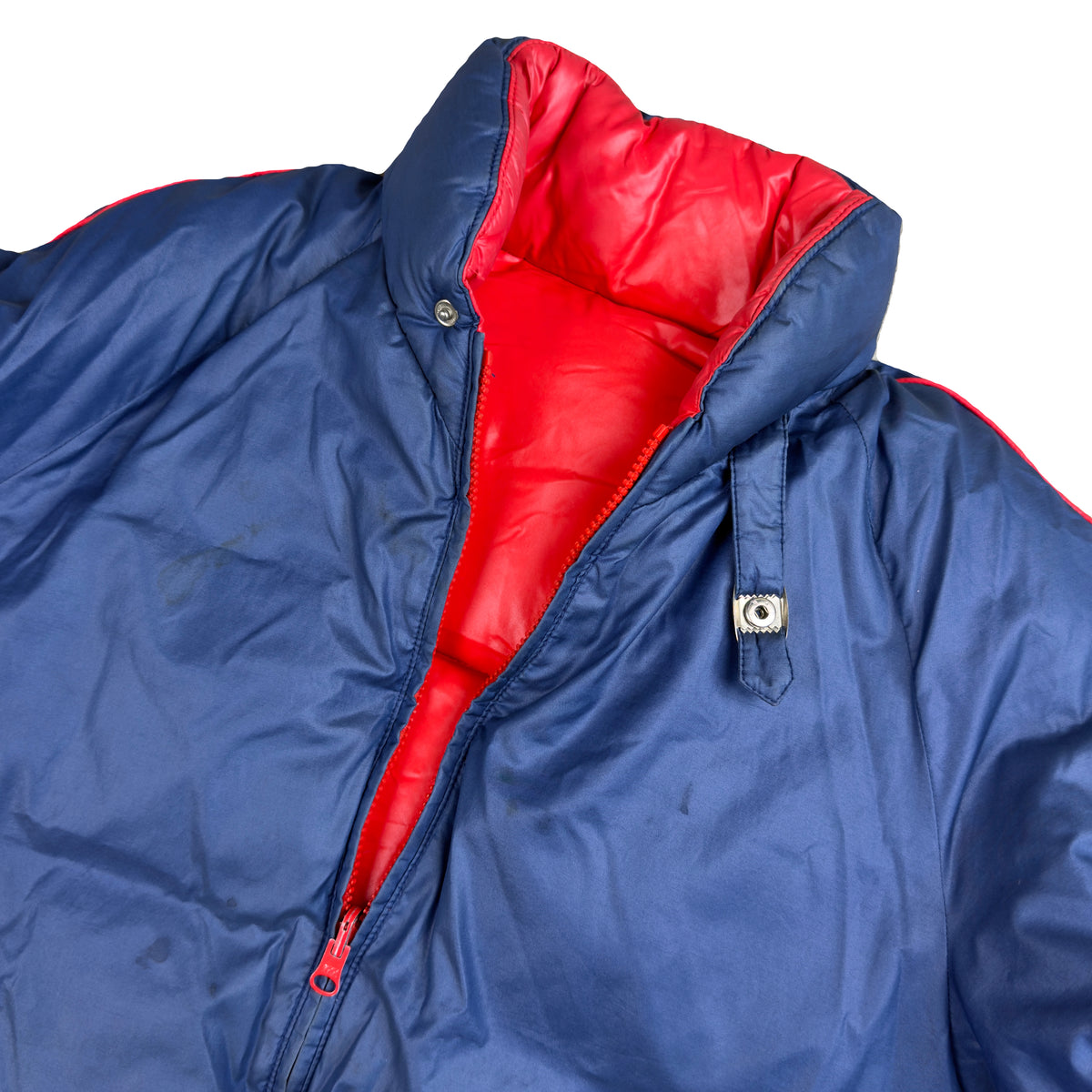 Moncler Reversible Puffer Jacket In Red & Navy (M)