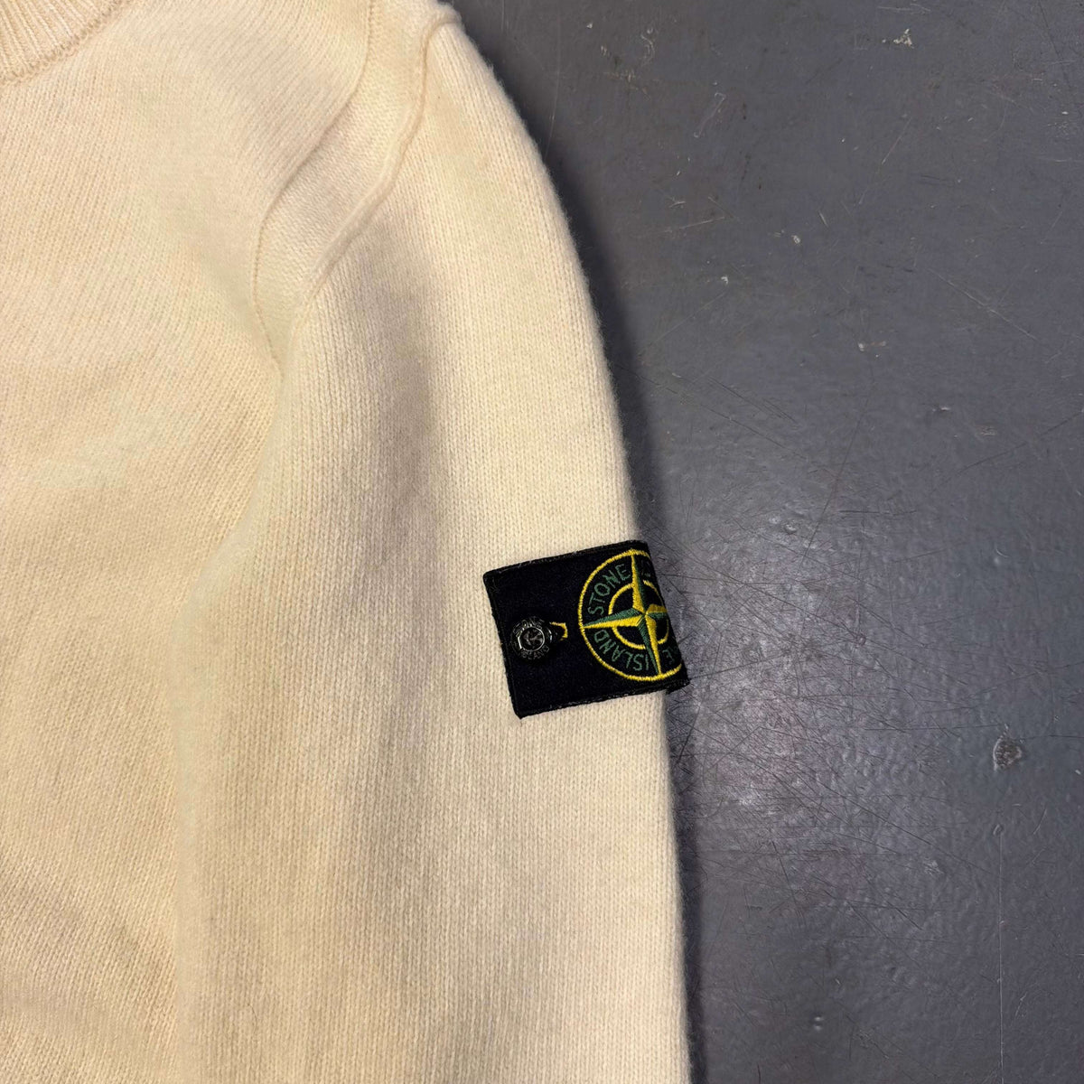 Stone Island Lambswool Knitted Sweatshirt In Cream (M)
