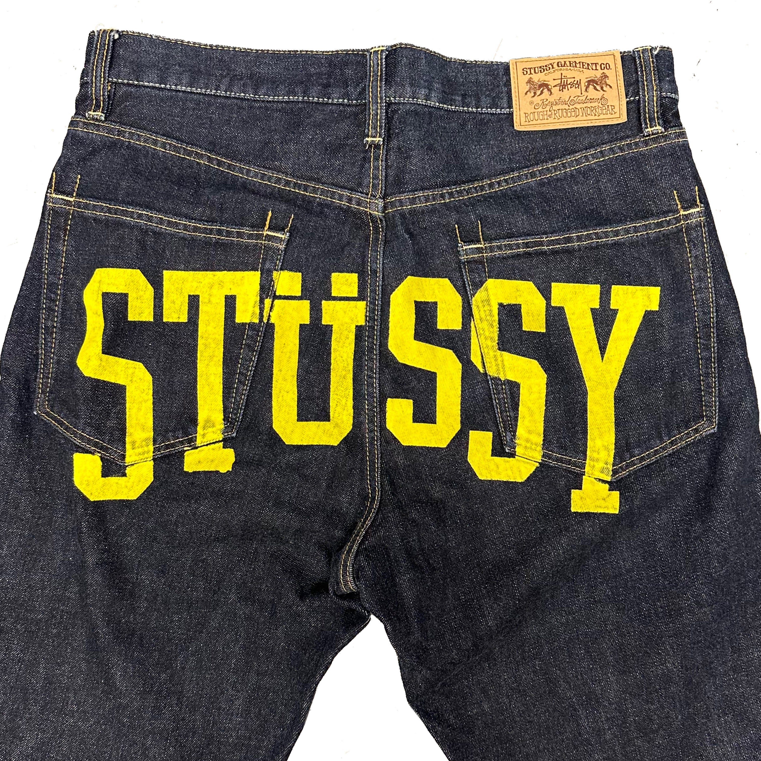 Stüssy Spellout Jeans With Yellow Print ( W32 )