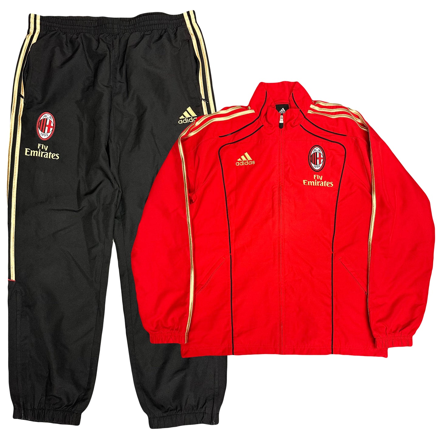 Adidas AC Milan 2010/11 Tracksuit In Red, Black & Gold ( M ) - 1036 Emporium