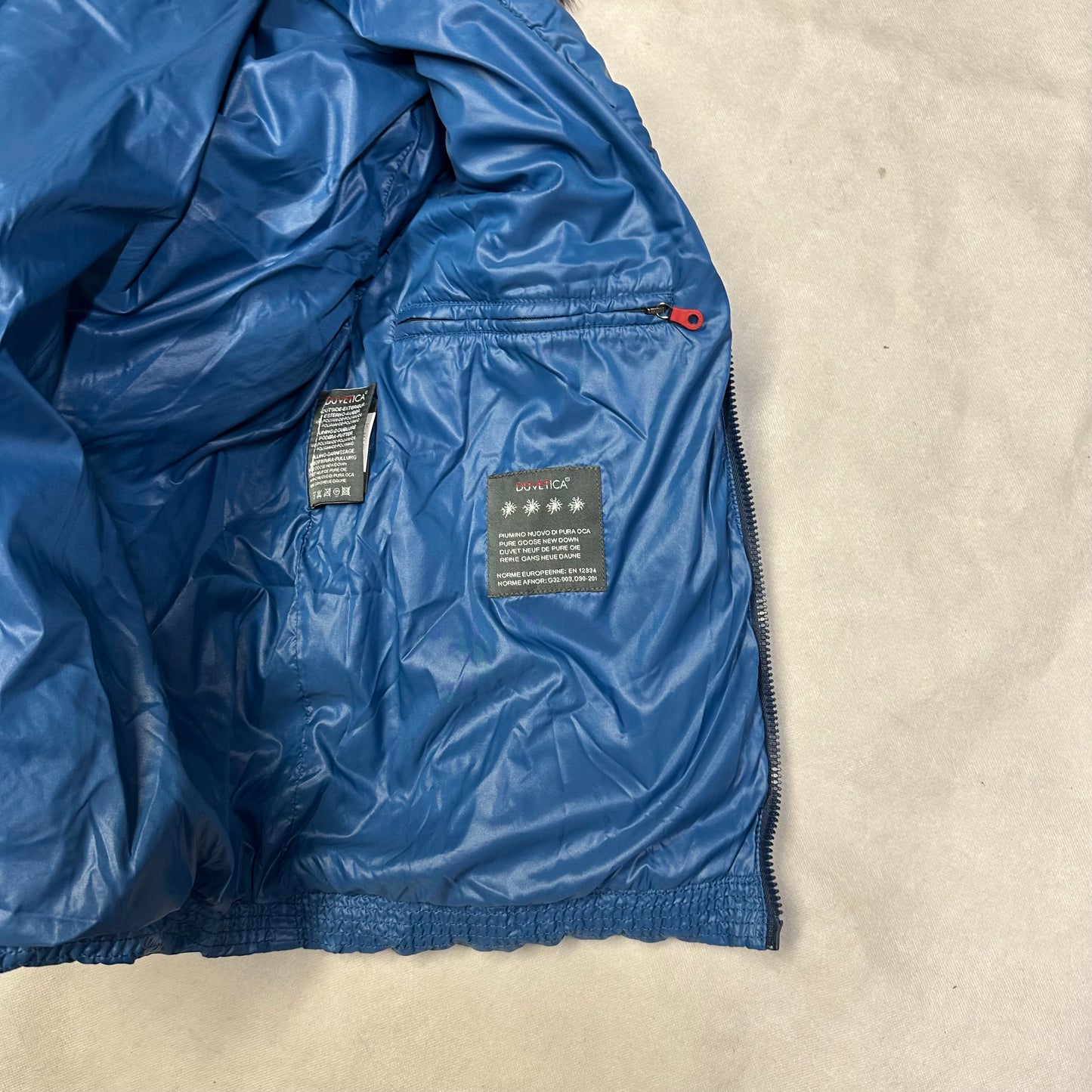 Duvetica Fur Hood Puffer Jacket In Blue ( S )