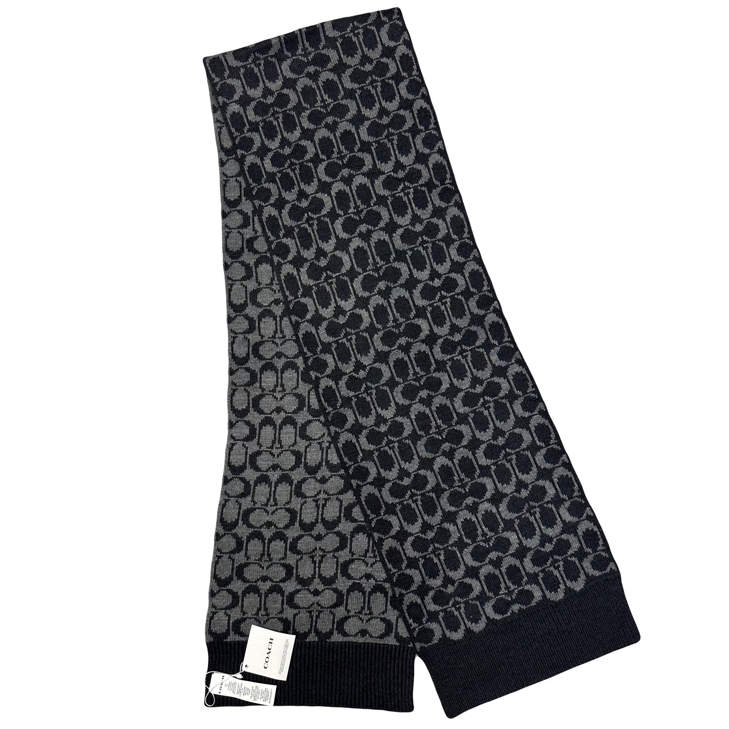 Coach Monogram Scarf In Grey & Black