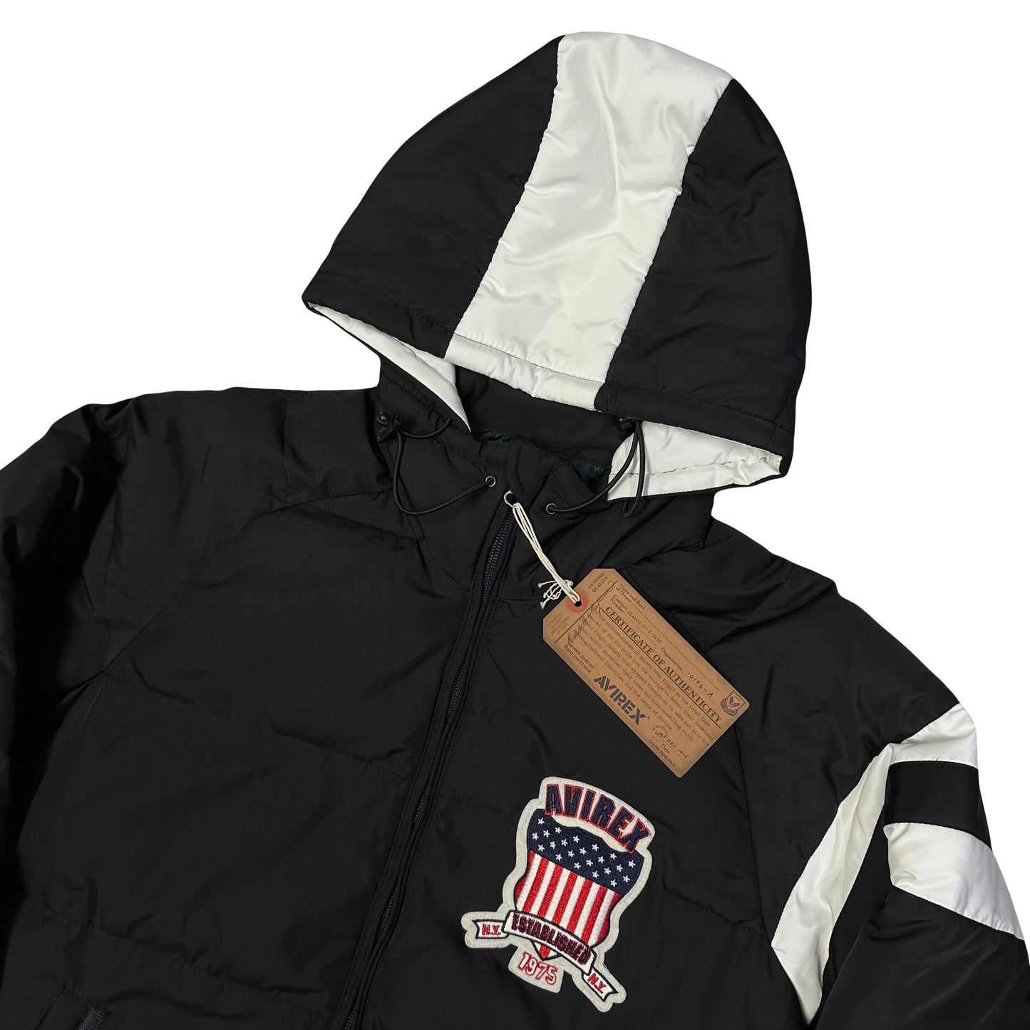 Avirex Spell Out Puffer Jacket In Black ( M )